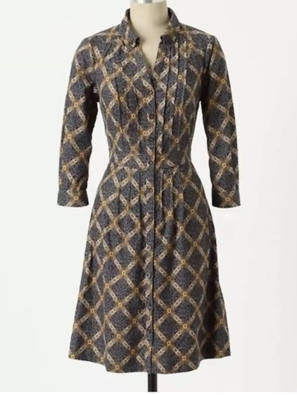 Anthropologie Maeve Wightwick Manor Corduroy Shirt Dress Midi sz. 4